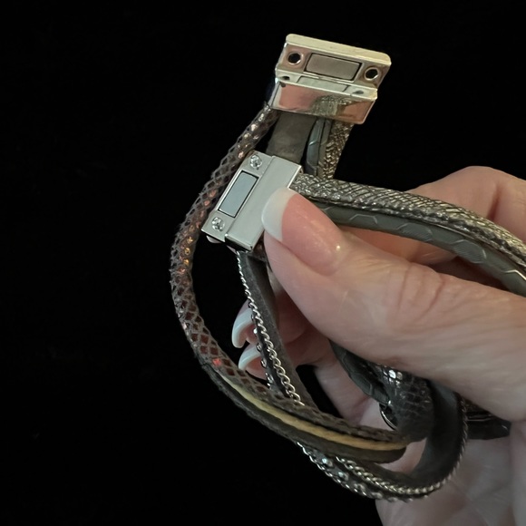 Multi Layer Leather Bracelet for Women Boho Rhinestone Wristband Bangles - Picture 6 of 6